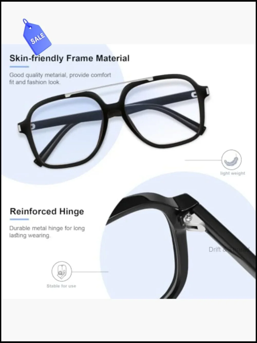 Retro Square Aviator Blue Light Blocking Glasses for Women Men Computer TV